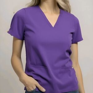 FIGS Purple V-Neck Women's Top